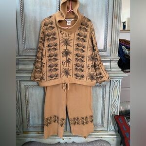 100% comfort cotton, lounge sweatshirt w/ hood and  pants, works year-round